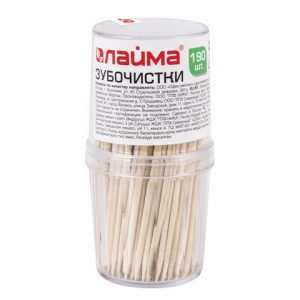зубочистки деревянные ЛАЙМА, 190 штук, березовые блок10шт[СА3725]
