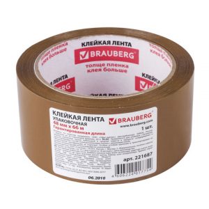 скотч упаковочный 48 мм х 66 м, КОРИЧНЕВАЯ, толщина 45 микрон, BRAUBERG