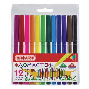 фломастеры ПИФАГОР "Веселая такса", 12 цветов, вентилируемый колпачок (24)