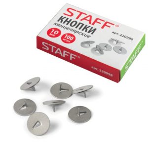 кнопки канцелярские STAFF, 10 мм, 100 шт., (14)Россия[СА9506]