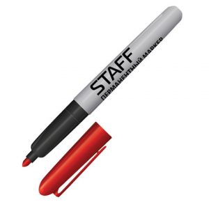 маркер перманентный (нестираемый) STAFF красный (12) [СА9248]