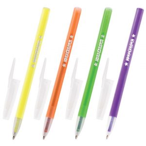 ручка шариковая масляная ЮЛАНДИЯ "НЕОН",СИНЯЯ,безопасный корпус ассорти,1 мм,линия 0,5мм (48)