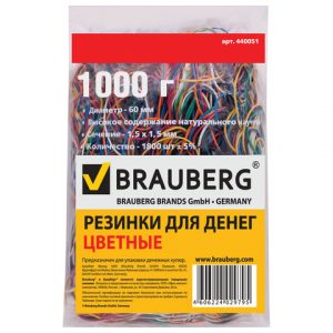 резинки д денег BRAUBERG, 1000 г, цветные, натуральный каучук[СА9795]