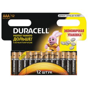 батарейки DURACELL Basic, AAA (LR03, 24А), алкалиновые,мизинчиковые КОМПЛЕКТ 12 шт. [СА9254]
