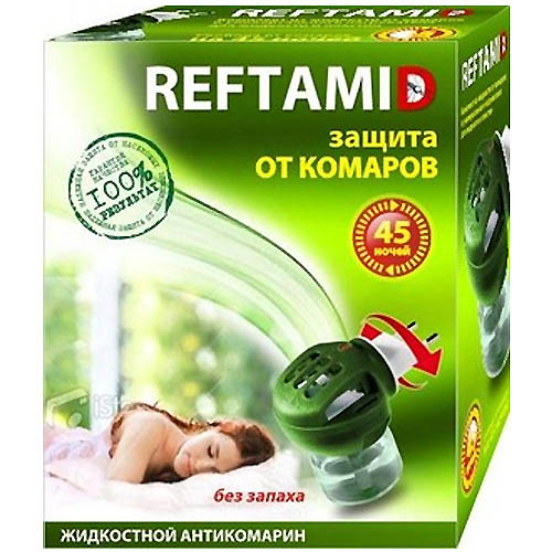 комплект от комаров РЕФТАМИД (фумигатор+жидк.) б/з 45 ночей футл. (16)
