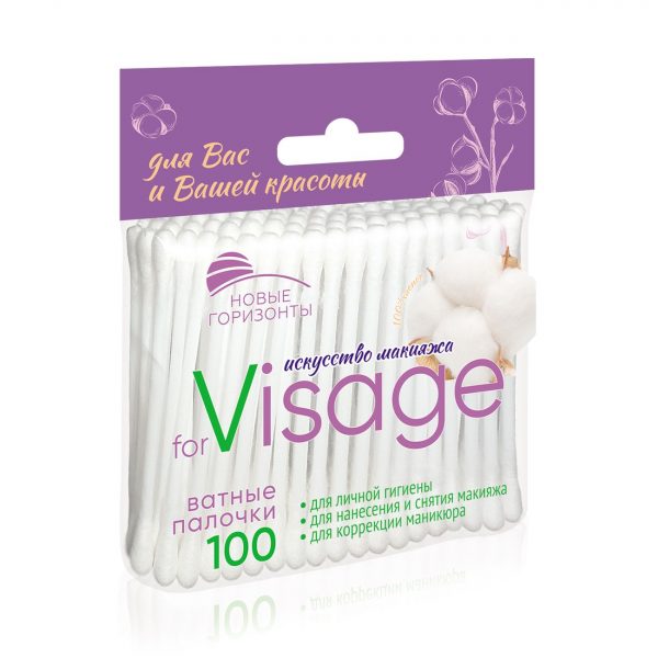 ватные палочки НОВЫЕ ГОРИЗОНТЫ  VISAGE 100шт пакет(48)