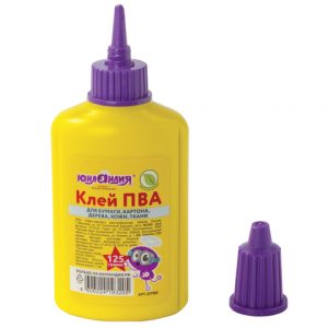 клей ПВА ЮНЛАНДИЯ (бумага, картон, дерево), 125 г (40) [СА3205]