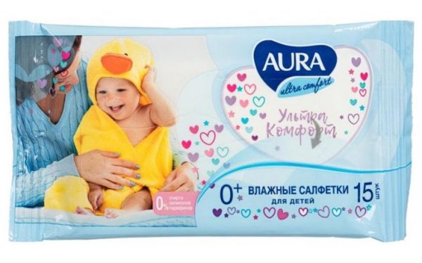 салфетки влажные AURA ULTRA COMFORT для детей 15шт(110) 13398