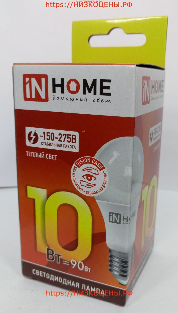 лампа светодиодная LED-A60-VC 10Вт 230В Е27 3000К 950Лм IN HOME (10)
