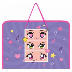 папка д труда на молнии с ручками ПИФАГОР А4, 1 отделение, пластик, органайзер, "Аниме"