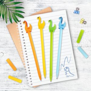 ручка шариковая ЮНЛАНДИЯ "Динозаврик", корпус ассорти, СИНЯЯ, пишущий узел 0,7 мм(12)