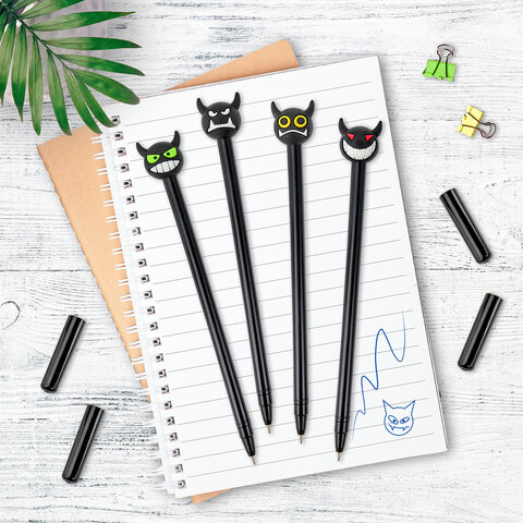 ручка шариковая ЮНЛАНДИЯ "Чертёнок", корпус ассорти, СИНЯЯ, пишущий узел 0,7 мм(12)