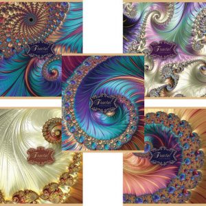 тетрадь 48 л., А5, ПЗБМ, скоба, клетка, ламинация,конгрев, выборочный лак,Фрактал (5 видов)