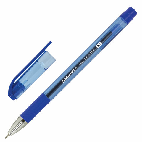 ручка шариковая масляная с грипом BRAUBERG "Max-Oil Tone", СИНЯЯ, узел 0,7 мм, линия письма 0,35 мм