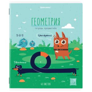 тетрадь предметная DOG БОБИК 48 л., TWIN-лак, ГЕОМЕТРИЯ, клетка, подсказ, BRAUBERG (10)