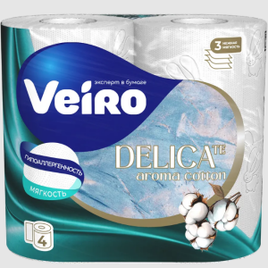 бумага туалетная Linia Veiro DELIKATE арома белая,3-х слойная  4шт (10)