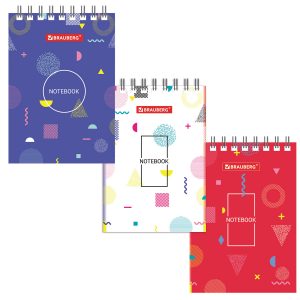 блокнот А7, 40л , 75*105мм, BRAUBERG, гребень, клетка, картон Креатив