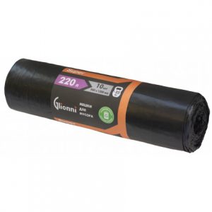 мешки д мусора GLIONNI   220 л,10 шт., 22мкм, черн рулон до 25 кг (25)