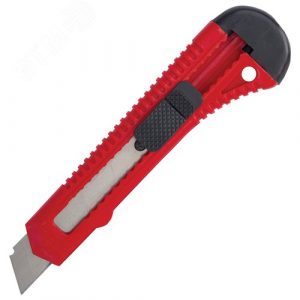 нож канцелярский 18 мм STAFF EVERYDAY, фиксатор, красный матовый корпус, упаковка с подвесом