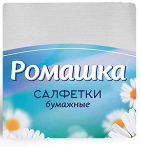 салфетки 24х24см БЕЛЫЕ Ромашка 1сл. 100шт (42)