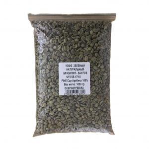Кофе deepкофе Бразилия САНТОС, арабика 100%,зелёный (необжаренный),в зернах 1000гр.