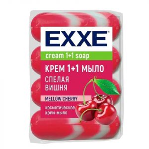 мыло-крем EXXE 1+1 Спелая вишня  4шт*90гТУРЦИЯ (красное полоса) (12