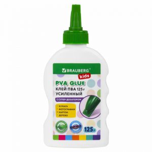 клей ПВА BRAUBERG KIDS 125 г. с супер-дозатором (для школы, хобби и творчества)(12)