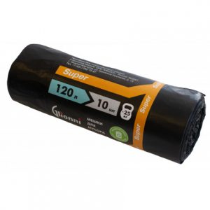 мешки д мусора Glionni Super 120л 10шт,  черный 22 мкн (25)