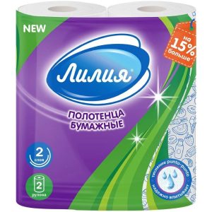 полотенца бумажные 2сл 2шт БЕЛЫЕ Лилия (12)
