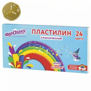 пластилин классический ЮНЛАНДИЯ "ЮНЫЙ ВОЛШЕБНИК", 24 цвета, 480 г, со стеком, ВЫСШЕЕ КАЧЕСТВО