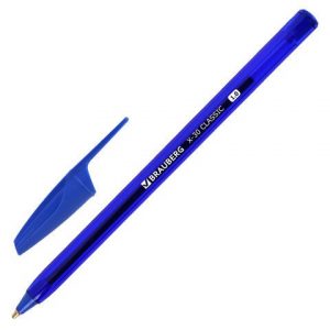 ручка шариковая BRAUBERG X-30 CLASSIC, СИНЯЯ, мягкое письмо, узел 1 мм, линия пис. 0,5 мм (50)