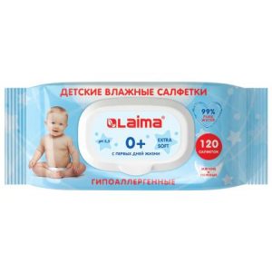 салфетки влажные LAIMA Kids 120 шт, детские, универсальные, 0+, с пластиковым клапаном (16)