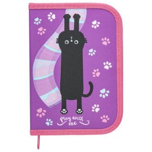 пенал ПИФАГОР, 1 отделение, полиэстер, 19х13 см, "Black cat"