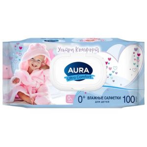 салфетки влажные AURA ULTRA COMFORT для детей,100 шт.(12)